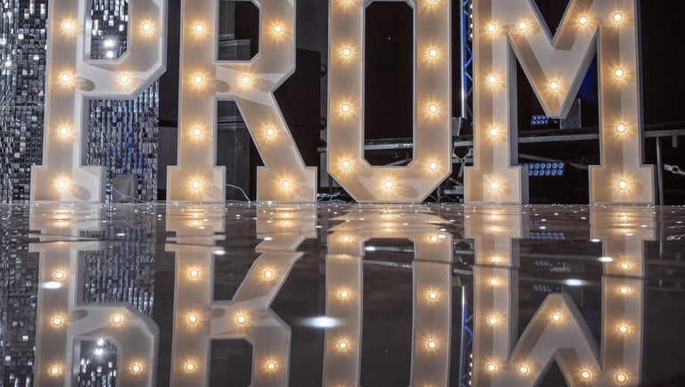 a large lighted up letters that spell prom prom prom prom prom prom prom prom prom