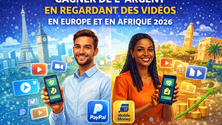 Gagner de l’argent en regardant des vidéos en Europe et en Afrique (2026) sur smartphone — plateform