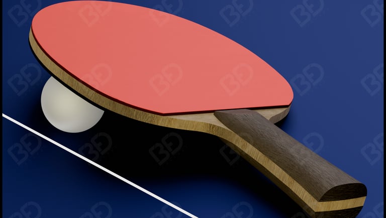 Raquette de tennis de table imprimée en 3D avec revêtement rouge