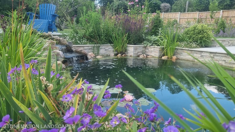 Pond Waterfall & Porcelain Patio Remodel - Upminster Hornchurch Brentwood Essex