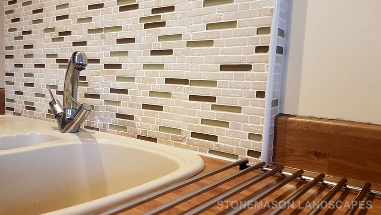 Kitchen Sink Slash Panel Mosaic Interior Tiling Beige, Cream & Pearl