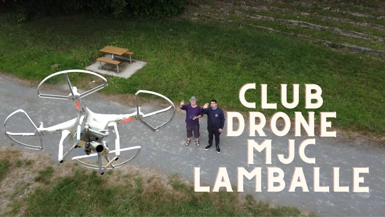 Photo retouchée avec une surimpression d'un drone et d'un titre