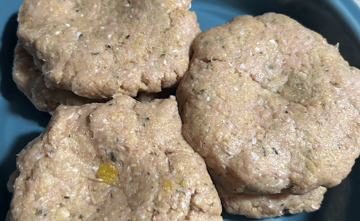 Turkey burger patties (Raw) ready for the grill.