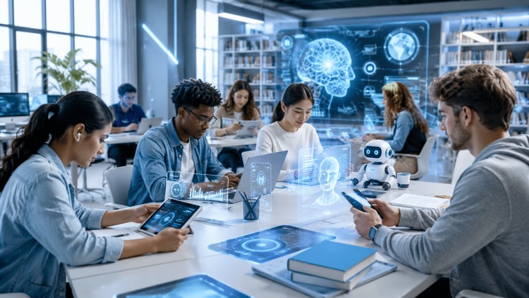 Best AI tools for students in 2026 with AI-powered learning technology in a modern university classr