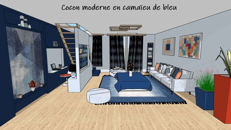 étude colorée : camaïeu bleu