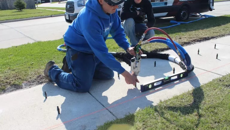 Concrete contractor leveling sidewalk in Warner Robins, GA