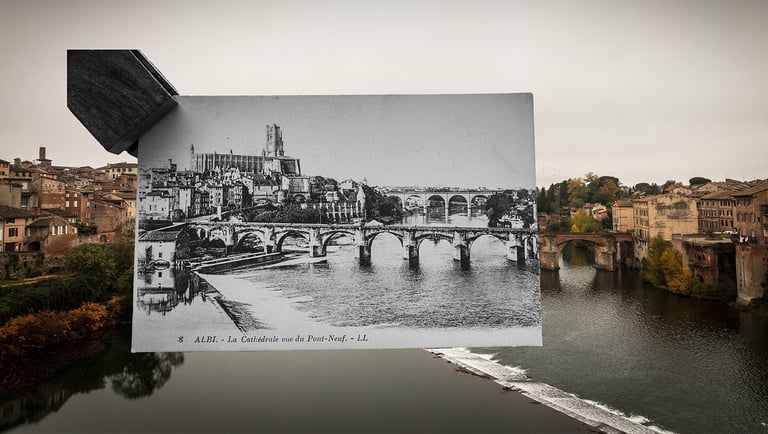 ALBI carte postale ancienne + photo récente