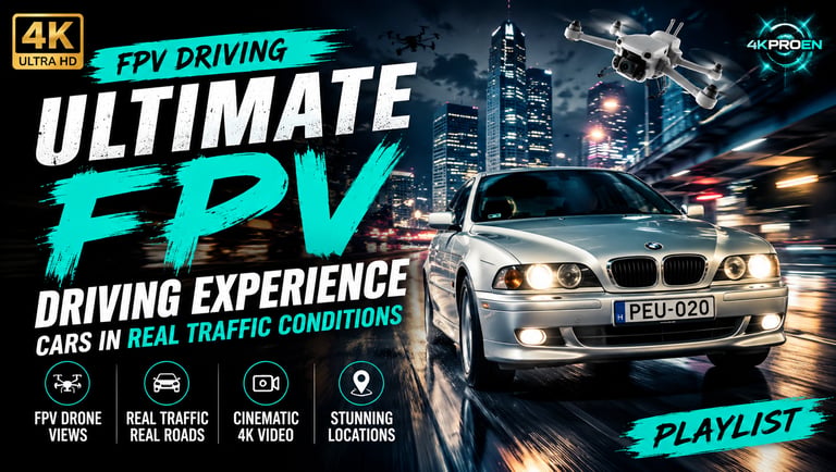     Ultimate FPV POV driving experience in 4K with real traffic and cinematic views.