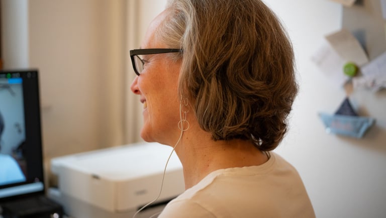 Silke Gesing bei einem online Gespräch