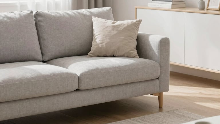 A cozy, spotless living room bathed in natural light.