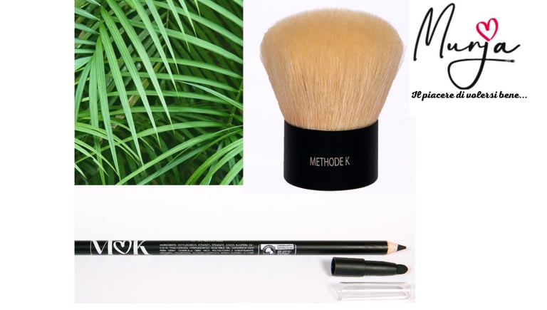 Pennello kabuki pelo naturale di capra viso&corpo e la Matita Nero Mat Bio certificata