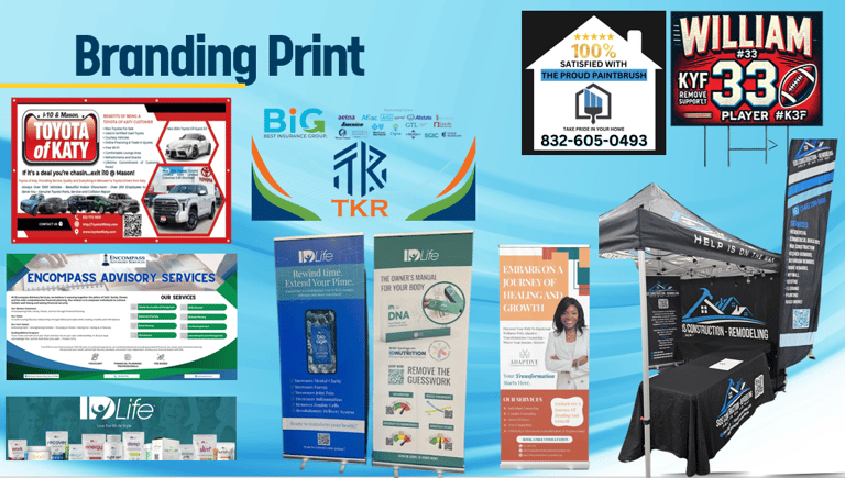 a variety of promotional banners and banners for a business