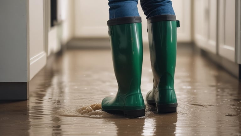 flooded kitchen from pipe leak that caused water damage