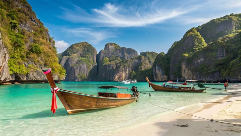 boats on the beach in thailand