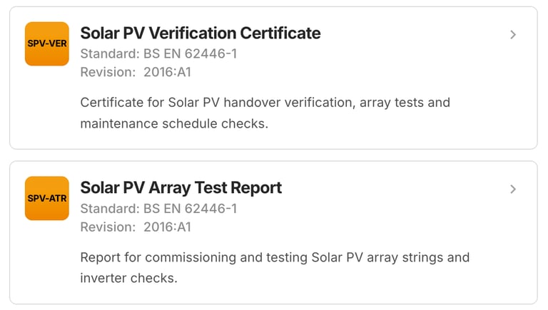Solar PV array test report and Solar PV verification certificate preview