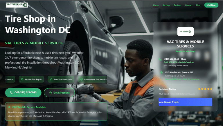 vac tire and mobile service hero section