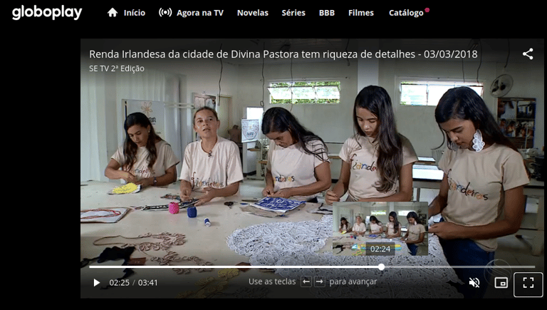 Documentário Fiandeiras Vivian Lazar rendeiras Divina Pastora renda Irlandesa e crochê Globonews TV