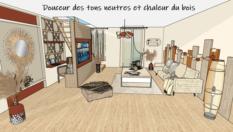 étude colorée : bois et tons neutres