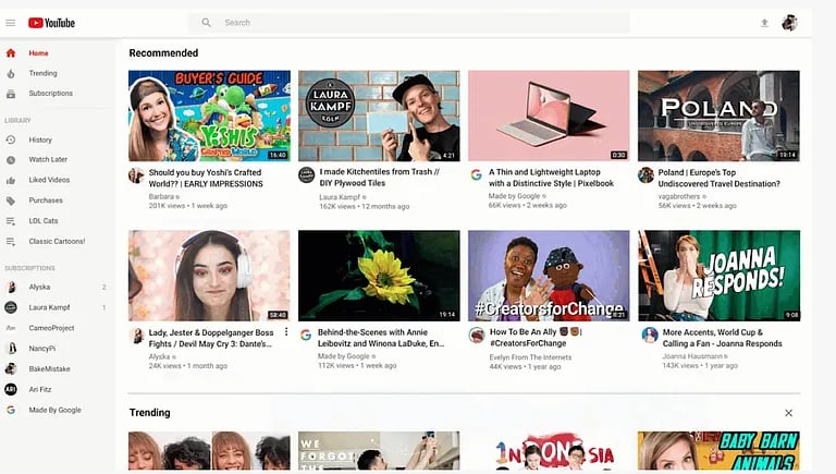 different youtube channels