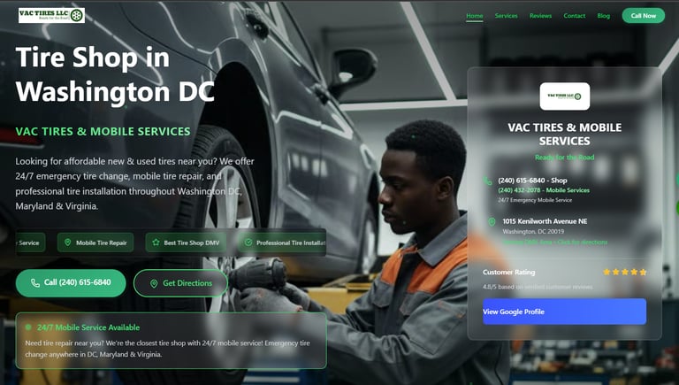 vac tire and mobile service hero section