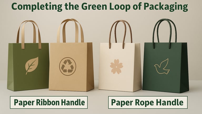 Comparison of  paper ribbon handles and paper rope handles for green packaging solutions