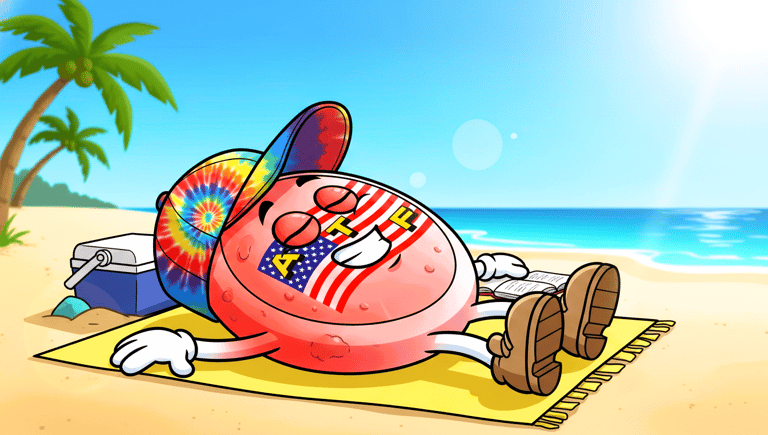 ATF Man turning red from sunbathing on the beach