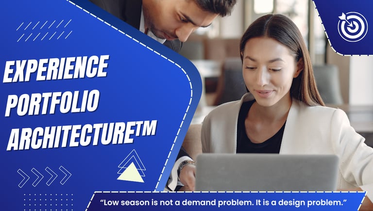 Business professionals collaborating on portfolio architecture using a laptop in a modern office setting.