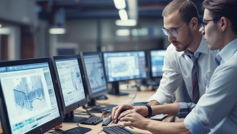 A professional consultant explaining IT solutions in a modern office setting