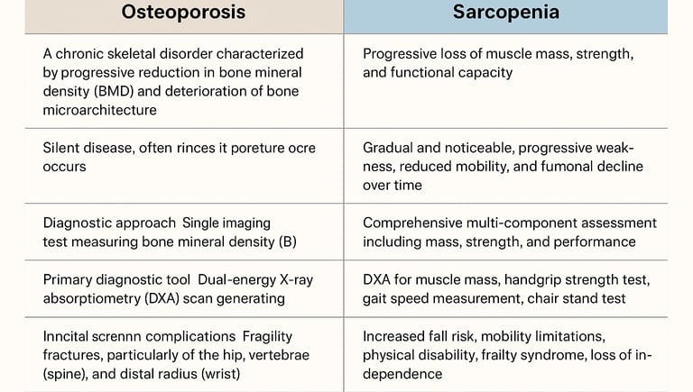 Sarcopenia vs. Osteoporosis: Key Differences for Bone & Muscle Health