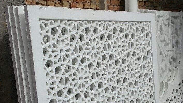 Decorative GRC architectural components crafted from glass fiber-reinforced cement, offering lightwe