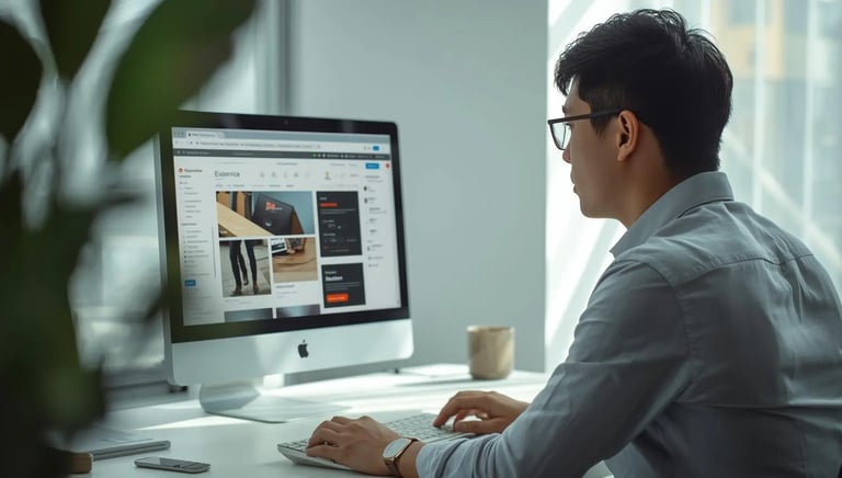 A man creating a website on a Mac computer