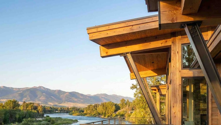 Custom metal outdoor roof beams, Missoula county