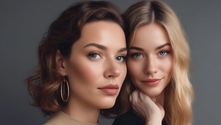 An artistic AI portrait blending professional attire with subtle brand elements.