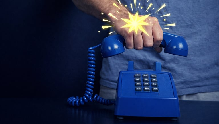 Customer frustration leading to hanging up during a phone support call