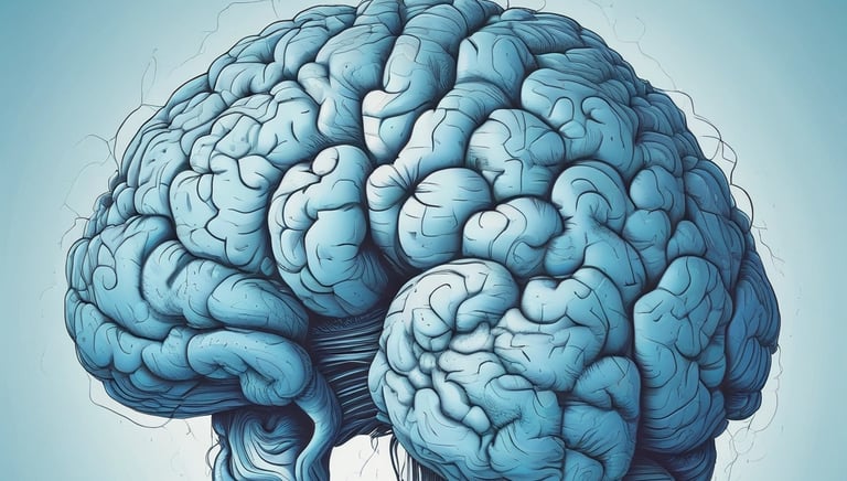 Close-up of a person wearing a sleek brain mapping headset in a calm, modern workspace.