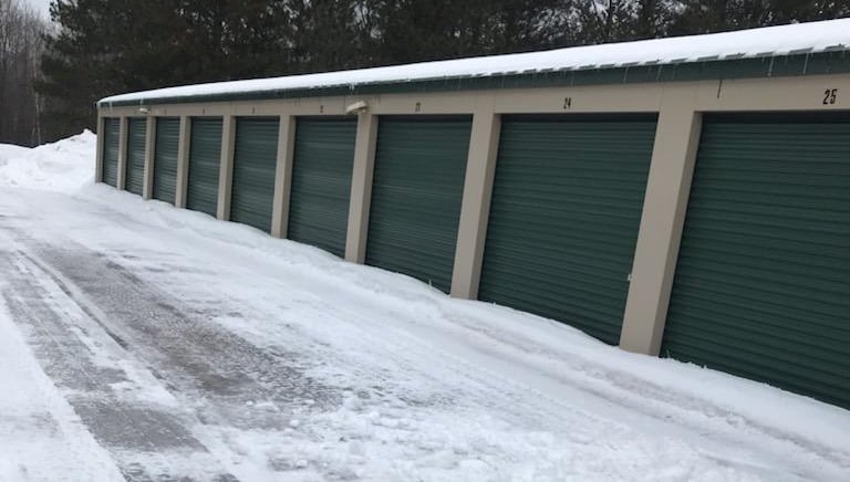 Self Storage Units in winter . Hurley, WI