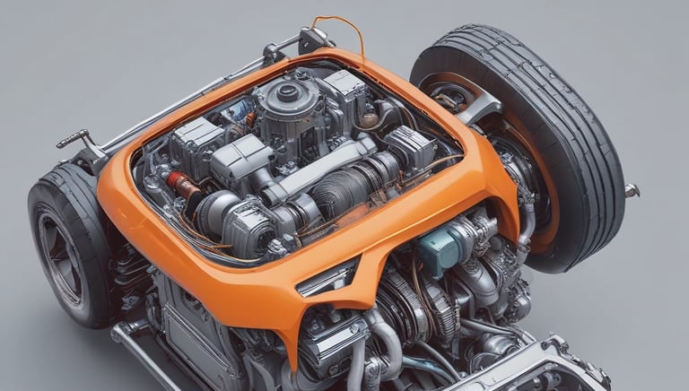 Engineer analyzing a 3D model on a computer screen in a modern workspace.