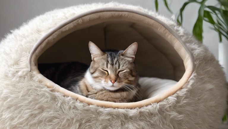 a cat in a cat bed with a cat in a cat bed
