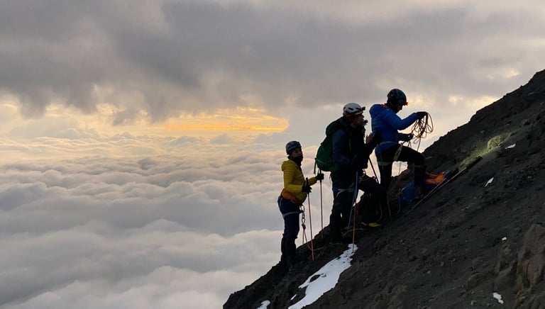 climbing the steep slopes of Tungurahua