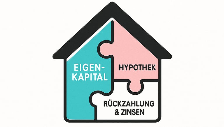 a house with a puzzle piece in the middle of it