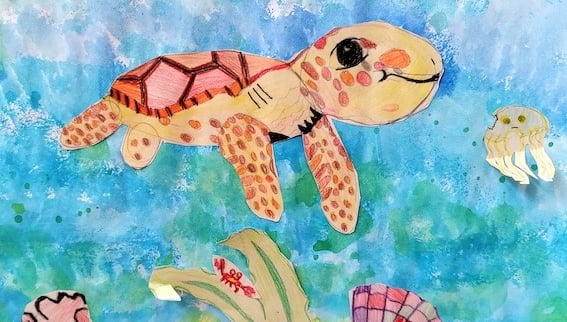 Kinderzeichnung einer Schildkröte