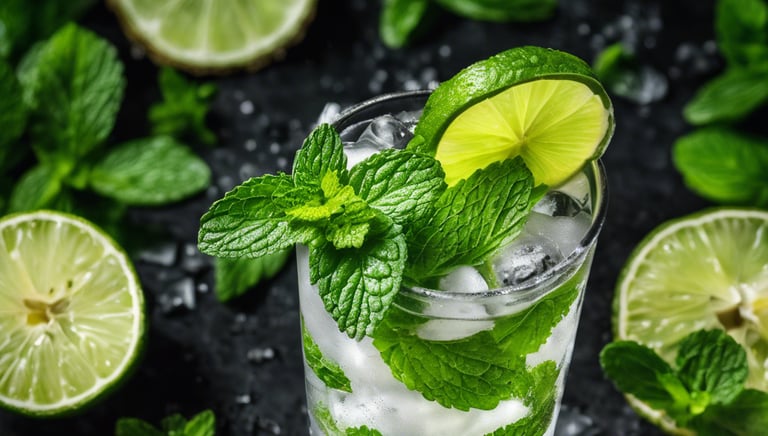 clear glass bottle beside brown woven basket with fruits on table