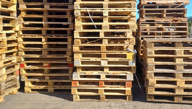 Pallets stacked up needing repair