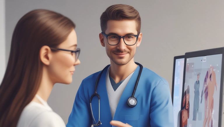 An AI avatar representing a medical expert, ready to assist users.