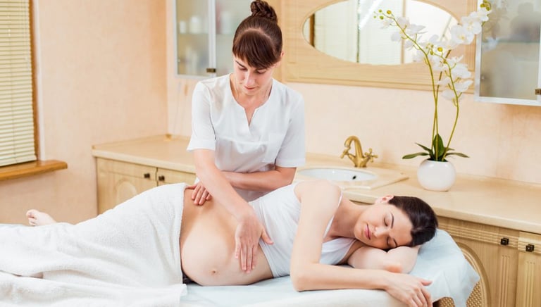 Pregnancy - A soothing massage tailored for expecting mothers, easing tension, reducing swelling, an