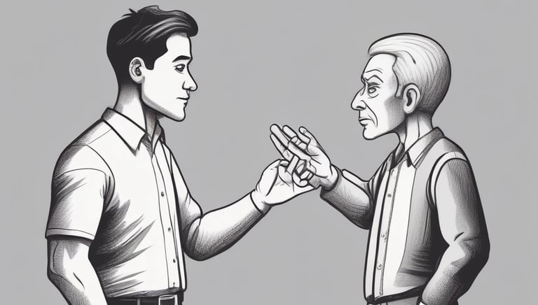 Person confidently setting boundaries in a social interaction.