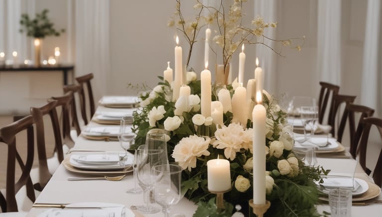 Photo showing a team setting up event lighting and stage equipment in a modern venue.