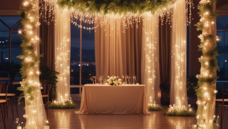 Image of a beautifully decorated social event with guests enjoying the atmosphere.