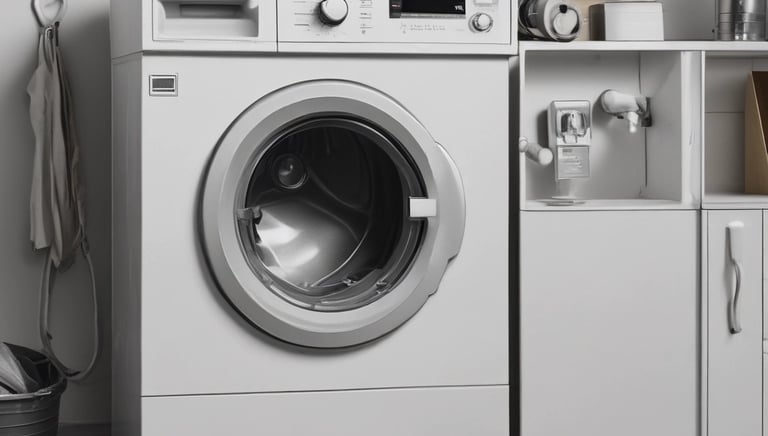 Close-up of a washing machine with its panel open during repair