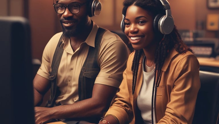 Photo of sound engineers conducting a hands-on workshop with mixing consoles and microphones.